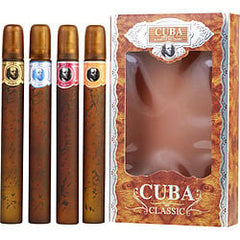 Cuba Variety 4 Piece Variety With Cuba Gold, Blue, Red & Orange & All Are Edt Spray 1.17 oz