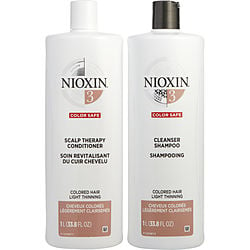 Nioxin System 3 Scalp Therapy Conditioner And Cleanser Shampoo For Colored Hair With Light Thinning Liter Duo