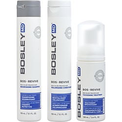 Bosley 3 Piece - Bos Revive Nourishing Shampoo For Non Color Treated Hair 5.1 oz & Bos Revive Volumizing Conditioner For Non Color Treated Hair 5.1 oz & Bos Revive Thickening Treatment For Non Color Treated Hair 3.4 oz