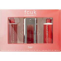 Fcuk Connect Edt Spray 3.4 oz & Body Lotion 8.4 oz & Body Mist 8.4 oz