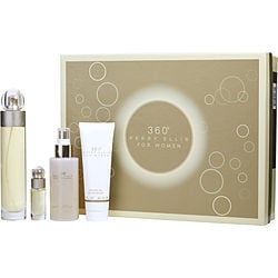 Perry Ellis 360 Edt Spray 3.4 oz & Body Mist 4 oz & Shower Gel 3 oz & Edt Spray 0.25 oz Mini