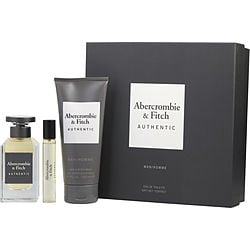 Abercrombie & Fitch Authentic Edt Spray 3.4 oz & Body Wash 6.7 oz & Edt 0.5 oz Mini