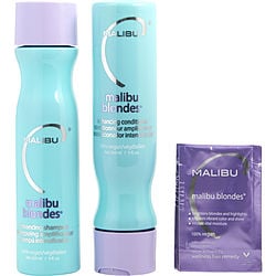 Malibu Hair Care Set-Malibu Blondes Enhancing Kit With Shampoo 9 oz & Conditioner 9 oz & Hair Remedy 0.17 oz (4 Packets) - U
