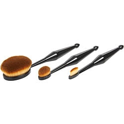 Qentissi Make Up Oval Brush Set: Small Straight Shaped Brush + Medium Oval Shaped Brush + Large Oval Shaped Brush -- 3Pcs