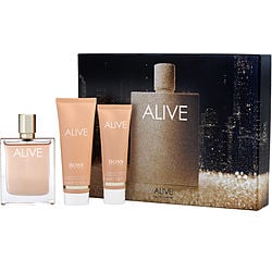 Hugo Boss Alive Eau De Parfum Spray 2.7 oz & Body Lotion 2.5 oz & Shower Gel 1.6 oz