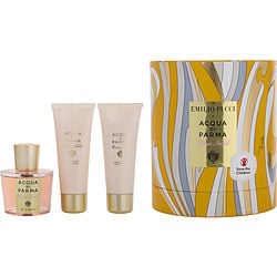 Acqua Di Parma Rosa Nobile Eau De Parfum Spray 3.4 oz & Body Cream 2.5 oz & Bath And Shower Gel 2.5 oz (Emilio Pucci Edition)