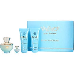 Versace Dylan Turquoise Edt Spray 3.4 oz & Shower Gel 3.4 oz & Body Gel 3.4 oz & Edt 0.17 oz Mini