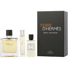 Terre D'Hermes Parfum Spray 2.5 oz & All Over Shower Gel 1.35 oz & Parfum Spray Mini 0.50 oz & Pouch