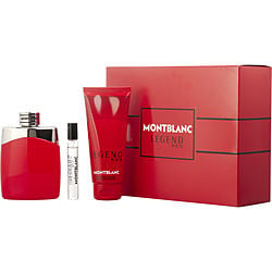 Mont Blanc Legend Red Eau De Parfum Spray 3.3 oz & Shower Gel 3.3 oz & Eau De Parfum Spray 0.25 oz