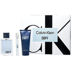 Calvin Klein Defy Edt Spray 3.4 oz & Shower Gel 3.4 oz & Edt Spray 0.33 oz Mini