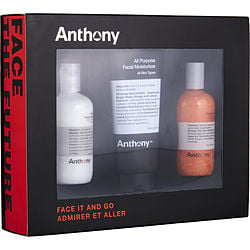 Anthony Face It & Go Kit - Glycolic Facial Cleanser 100Ml + All Purpose Facial Moisturizer 90Ml + Facial Scrub 100Ml --3Pcs