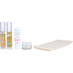 The Organic Pharmacy Clear Skincare Set: Face Wash 10Ml + Clay Mask 10Ml + Face Cream 10Ml + Toner 10Ml + Cloth --5Pcs