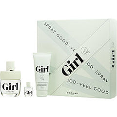 Rochas Girl Edt Spray 3.4 oz & Shower Gel 3.4 oz  & Edt Spray 0.15 oz Mini