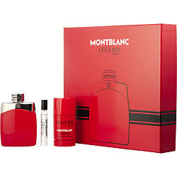 Mont Blanc Legend Red Eau De Parfum Spray 3.3 oz & Deodorant Stick 2.5 oz & Eau De Parfum Spray 0.25 oz