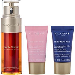 Clarins Double Serum 50Ml + Multi-Active Day Cream Ast 15Ml + Multi-Active Night Cream N/C 15Ml + Double Serum Eye Sachet 0.9Ml --4Pcs