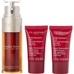 Clarins Double Serum 50Ml + Super Restorative Day Cream Ast 15Ml + Super Restorative Night Cream Ast 15Ml + Double Serum Eye Sachet 0.9Ml --4Pcs