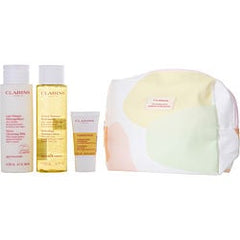 Clarins Cleansing Milk 200Ml + Toning Lotion 200Ml + Comfort Scrub 15Ml --3Pcs + Bag