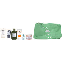 Origins Fantastic Favorites Set: Checks & Balances Frothy Face Wash 30Ml + Clear Improvement Charcoal Mask 15Ml + Mega-Mushroom Treatment Lotion 50Ml + Ginzing Gel Moisturizer 30Ml + Into The Glow Serum 15Ml + Super Spot Remover 10Ml-6Pcs+Bag