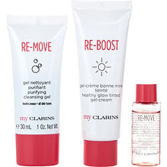 Clarins Re-Boost Healthy Glow Tinted Gel Cream 50Ml + Re-Move Cleansing Gel 30Ml + Re-Move Micelar Water 10Ml --3Pcs