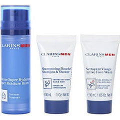 Clarins Men Super Moisture Balm 50Ml + Active Fash Wash 30Ml + Shampoo 30Ml --3Pcs